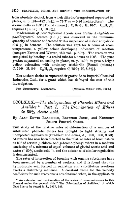 CCCLXXX.—The halogenation of phenolic ethers and anilides. Part I. The bromination of ethers in 50% acetic acid
