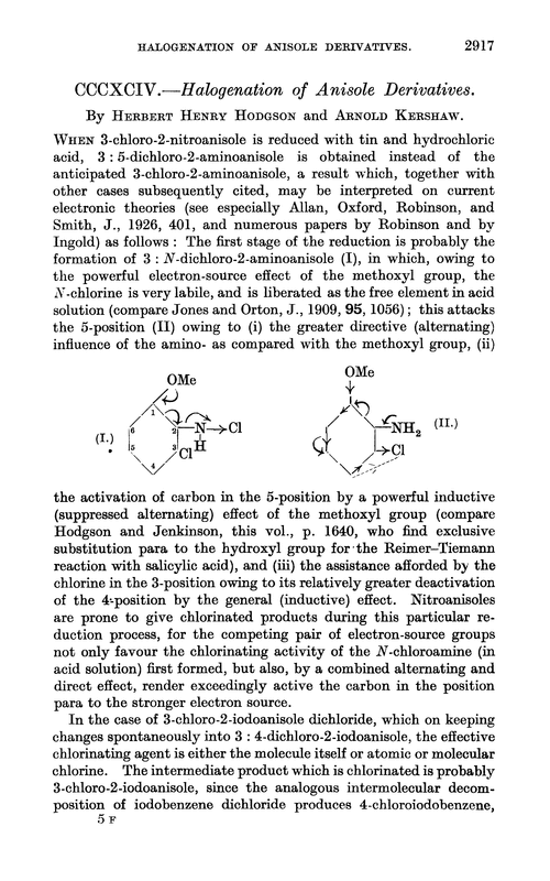 CCCXCIV.—Halogenation of anisole derivatives