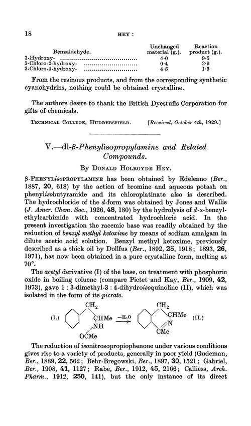 V.—dl-β-Phenylisopropylamine and related compounds