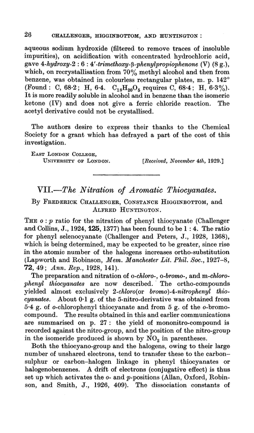 VII.—The nitration of aromatic thiocyanates