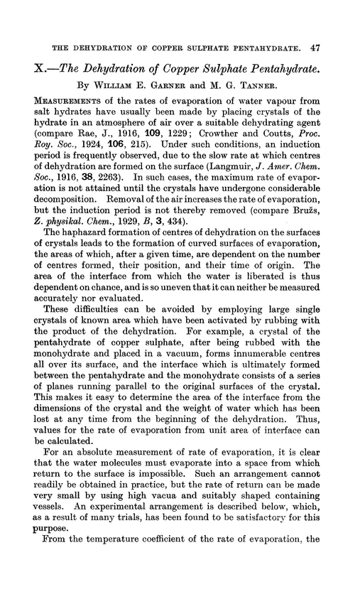 X.—The dehydration of copper sulphate pentahydrate