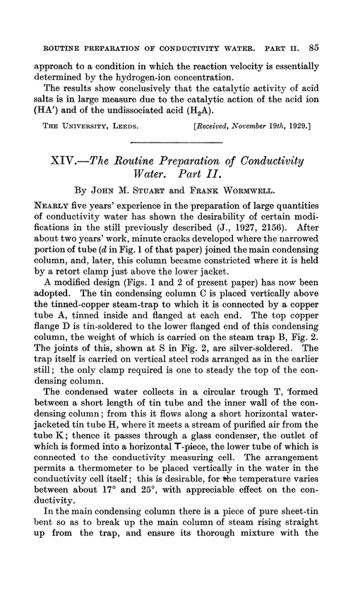XIV.—The routine preparation of conductivity water. Part II