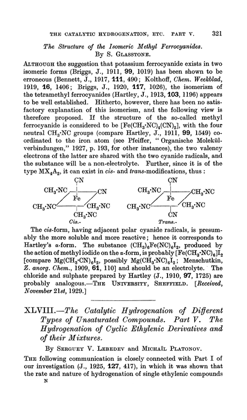 XLVIII.—The catalytic hydrogenation of different types of unsaturated compounds. Part V. The hydrogenation of cyclic ethylenic derivatives and of their mixtures