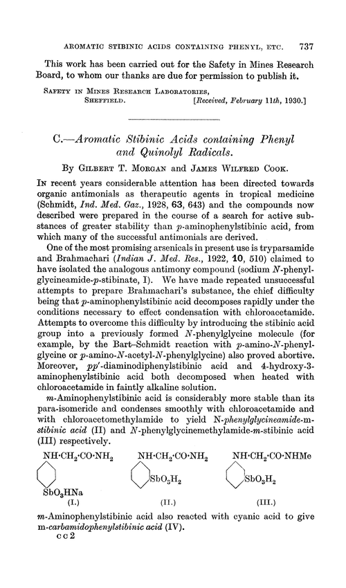 C.—Aromatic stibinic acids containing phenyl and quinolyl radicals