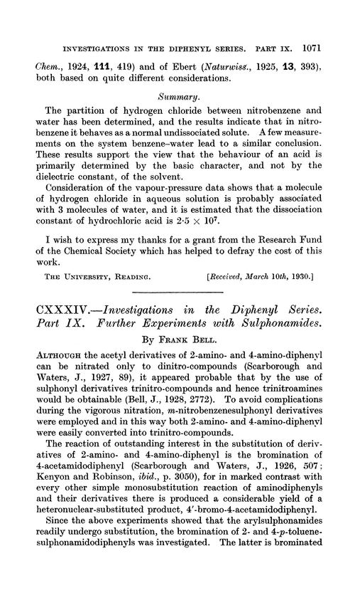 CXXXIV.—Investigations in the diphenyl series. Part IX. Further experiments with sulphonamides