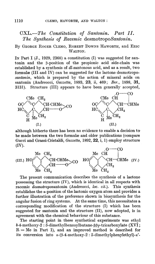 CXL.—The constitution of santonin. Part II. The synthesis of racemic desmotroposantonin