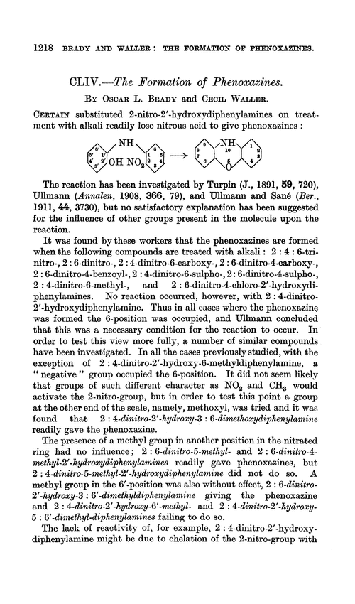 CLIV.—The formation of phenoxazines