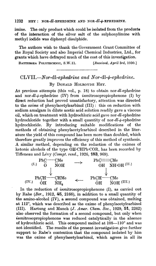 CLVII.—Nor-dl-ephedrine and nor-dl-ψ-ephedrine