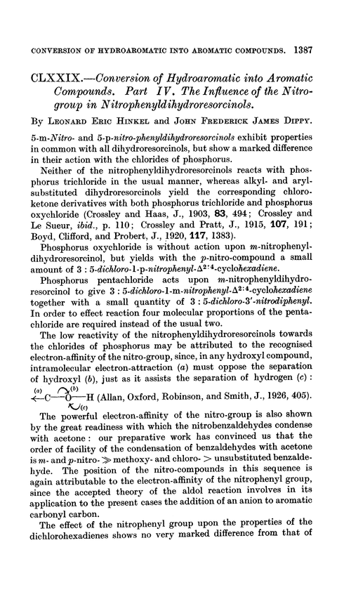 CLXXIX.—Conversion of hydroaromatic into aromatic compounds. Part IV. The influence of the nitro-group in nitrophenyldihydroresorcinols