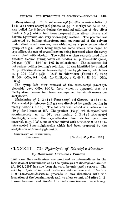 CLXXXIII.—The hydrolysis of diacetyl-o-diamines