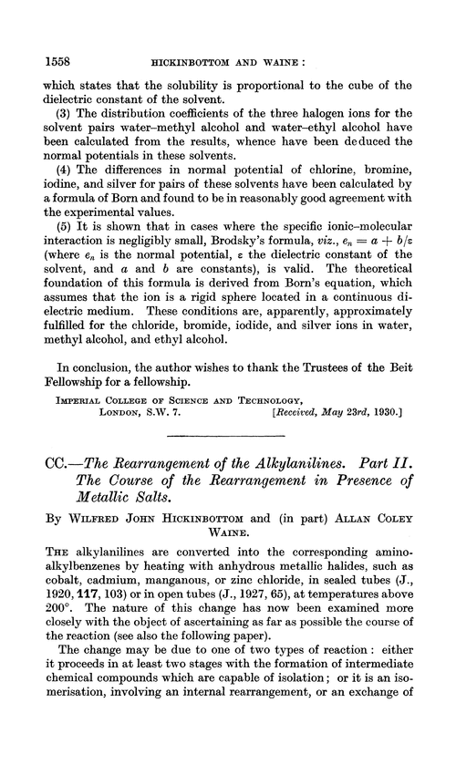CC.—The rearrangement of the alkylanilines. Part II. The course of the rearrangement in presence of metallic salts