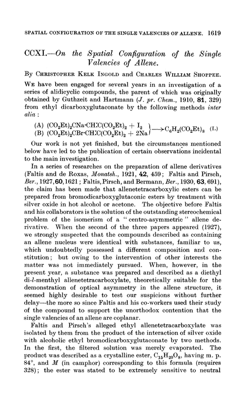 CCXI.—On the spatial configuration of the single valencies of allene