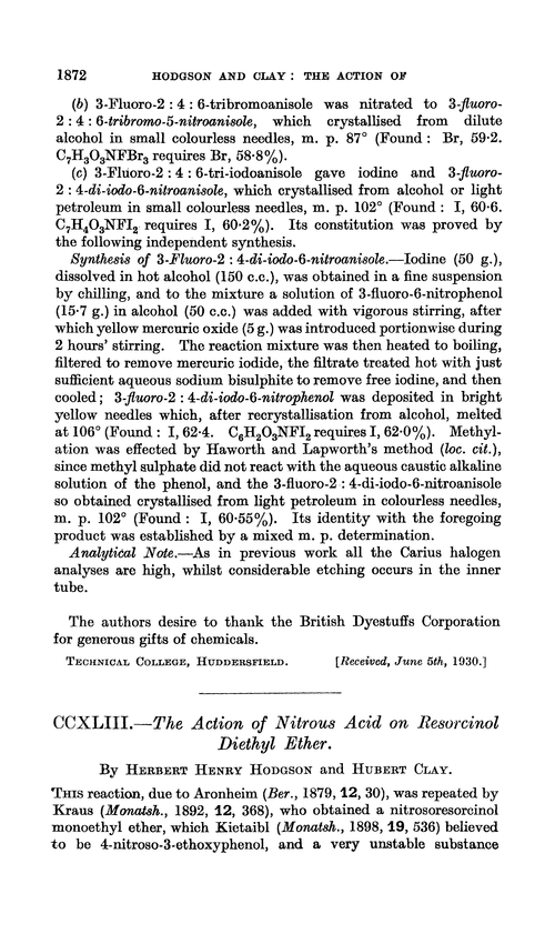 CCXLIII.—The action of nitrous acid on resorcinol diethyl ether