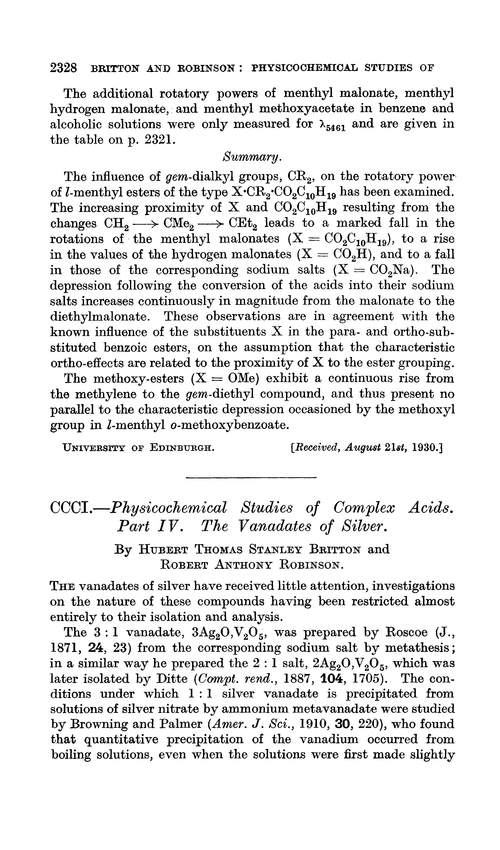 CCCI.—Physicochemical studies of complex acids. Part IV. The vanadates of silver