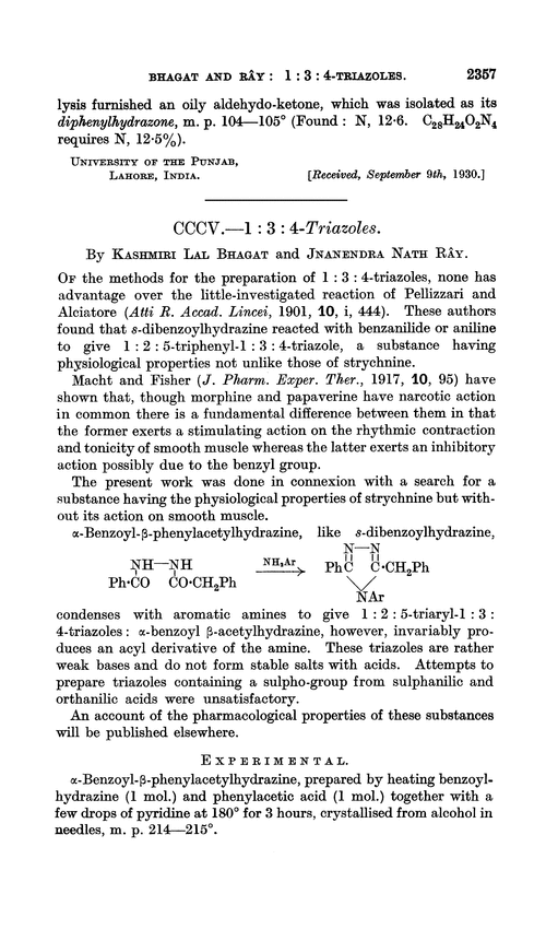 CCCV.—1 : 3 : 4-Triazoles