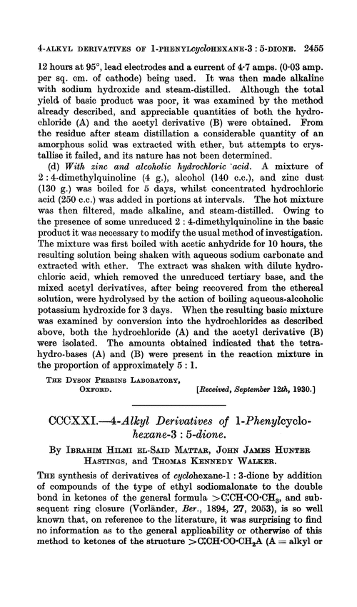 CCCXXI.—4-Alkyl derivatives of 1-phenylcyclohexane-3 : 5-dione