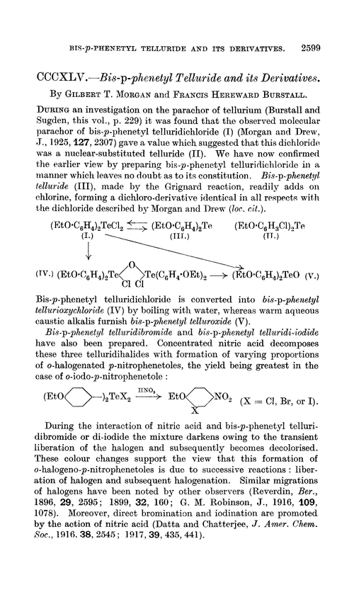 CCCXLV.—Bis-p-phenetyl telluride and its derivatives