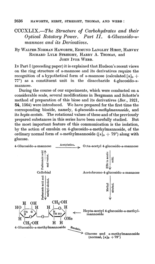 CCCXLIX.—The structure of carbohydrates and their optical rotatory power. Part II. 4-Glucosido-α-mannose and its derivatives