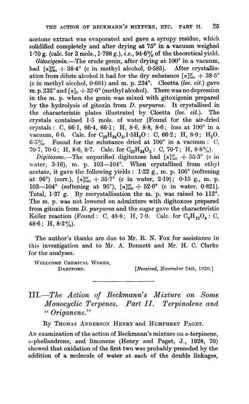 III.—The action of Beckmann's mixture on some monocyclic terpenes. Part II. Terpinolene and “origanene.”