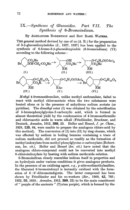 IX.—Syntheses of glucosides. Part VII. The synthesis of 6-bromoindican