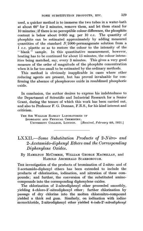 LXXII.—Some substitution products of 2-nitro- and 2-acetamido-diphenyl ethers and the corresponding diphenylene oxides