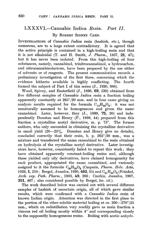 LXXXVI.—Cannabis Indica resin. Part II