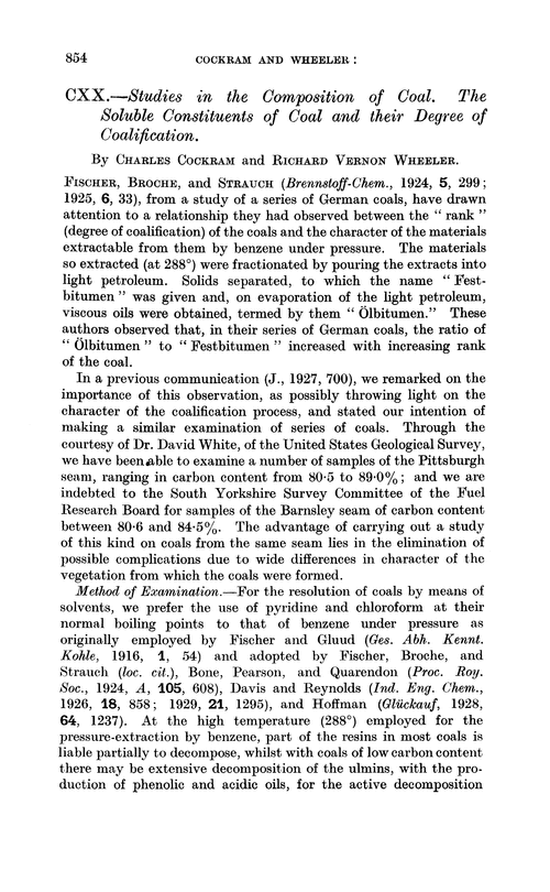CXX.—Studies in the composition of coal. The soluble constituents of coal and their degree of coalification
