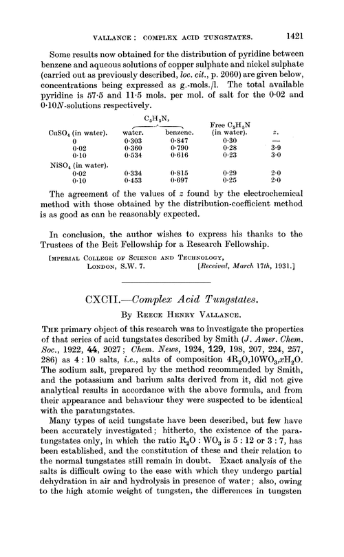 CXCII.—Complex acid tungstates