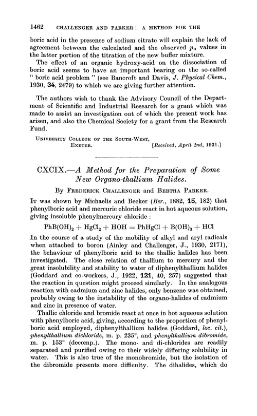 CXCIX.—A method for the preparation of some new organo-thallium halides