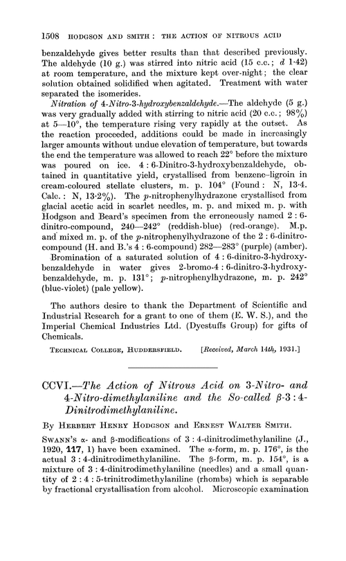 CCVI.—The action of nitrous acid on 3-nitro- and 4-nitro-dimethylaniline and the so-called β-3 : 4-dinitrodimethylaniline
