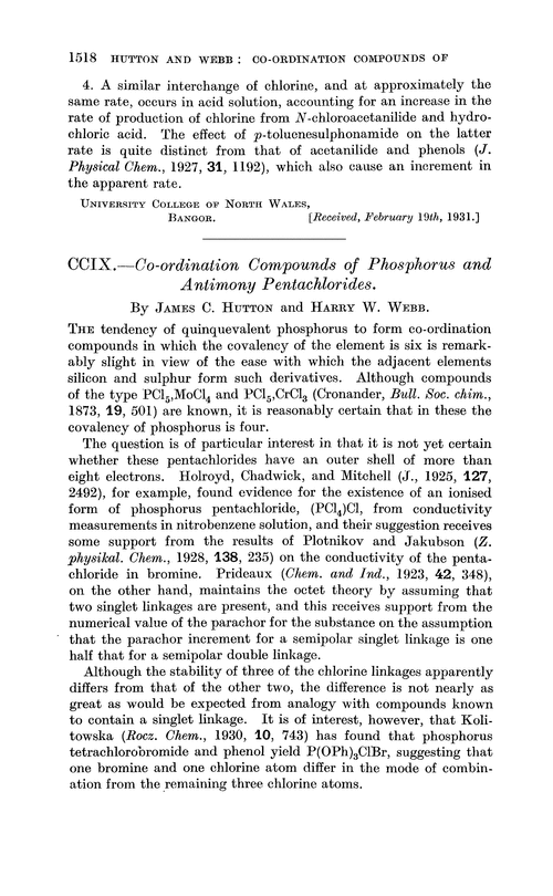CCIX.—Co-ordination compounds of phosphorus and antimony pentachlorides