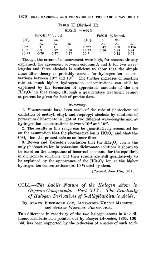 CCLI.—The labile nature of the halogen atom in organic compound. Part XIV. The reactivity of halogen derivatives of 5-alkylbarbituric acids