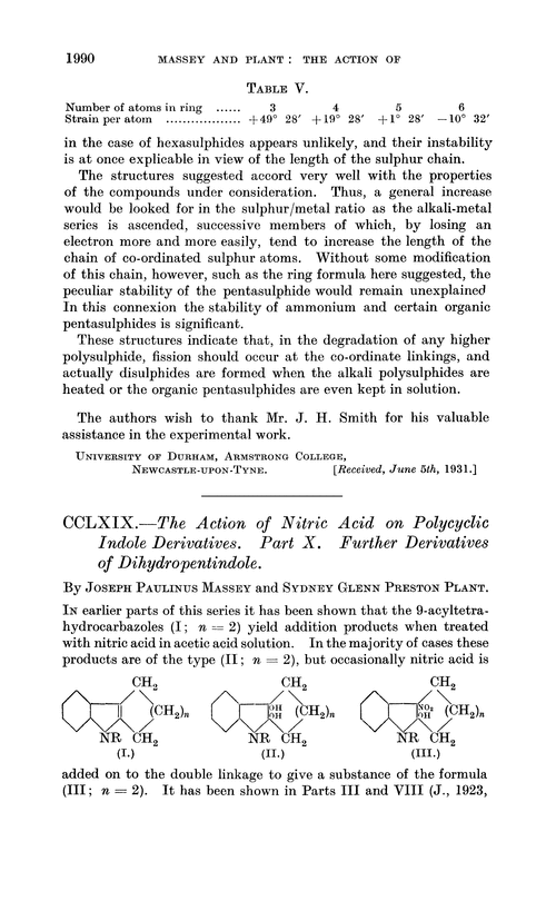 CCLXIX.—The action of nitric acid on polycyclic indole derivatives. Part X. Further derivatives of dihydropentindole