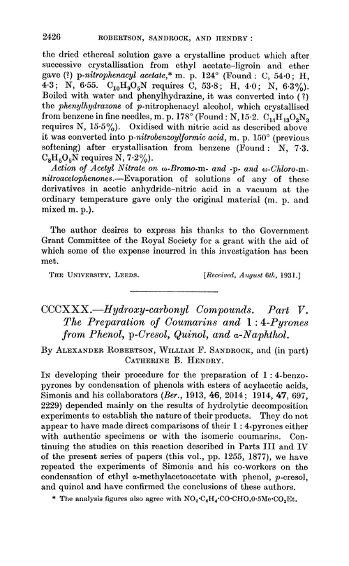 CCCXXX.—Hydroxy-carbonyl compounds. Part V. The preparation of coumarins and 1 : 4-pyrones from phenol, p-cresol, quinol, and α-naphthol