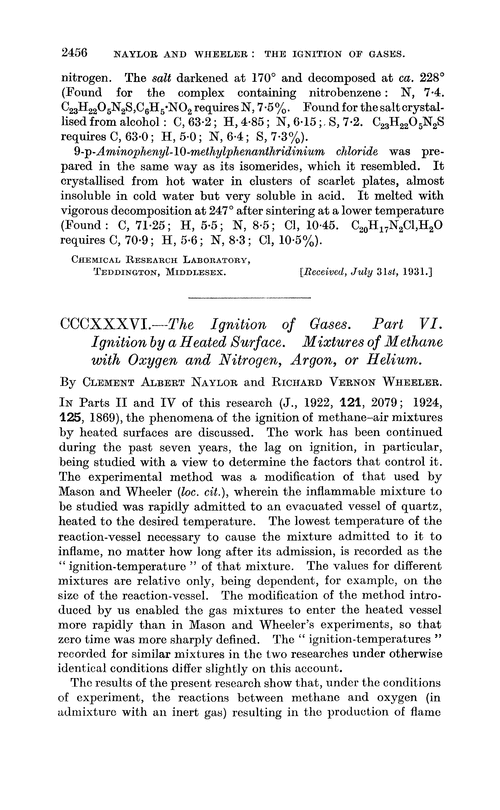 CCCXXXVI.—The ignition of gases. Part VI. Ignition by a heated surface. Mixtures of methane with oxygen and nitrogen, argon, or helium