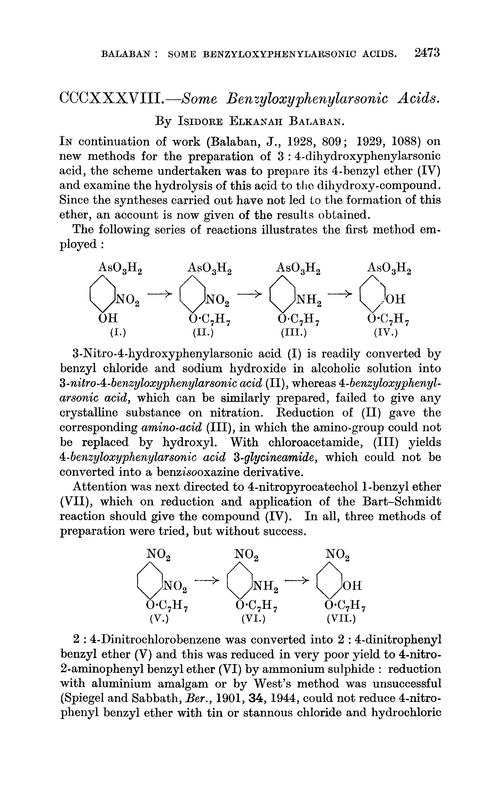 CCCXXXVII.—Some benzyloxyphenylarsonic acids