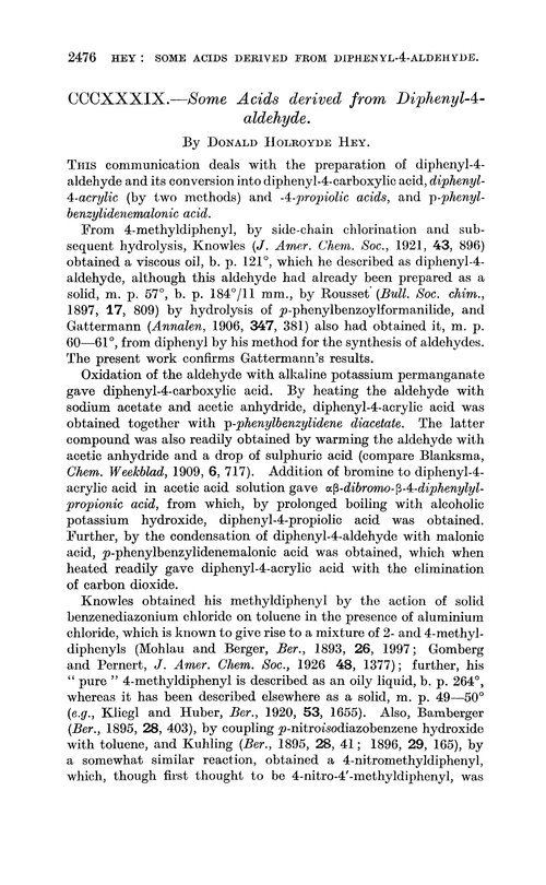 CCCXXXIX.—Some acids derived from diphenyl-4-aldehyde