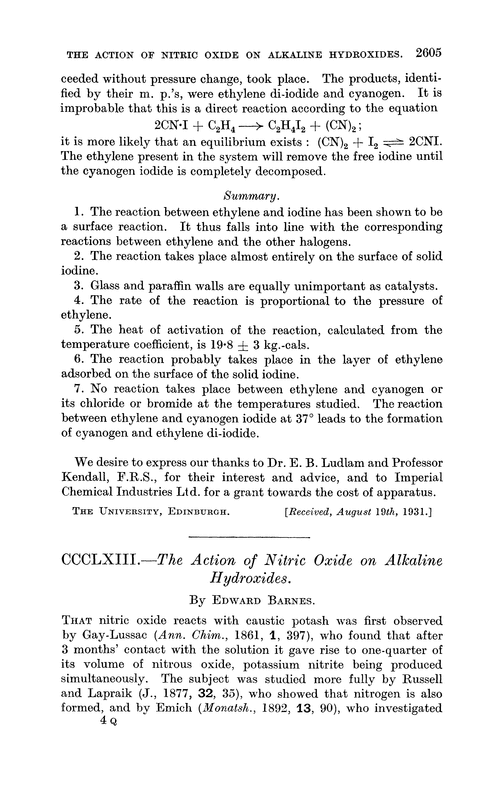 CCCLXIII.—The action of nitric oxide on alkaline hydroxides