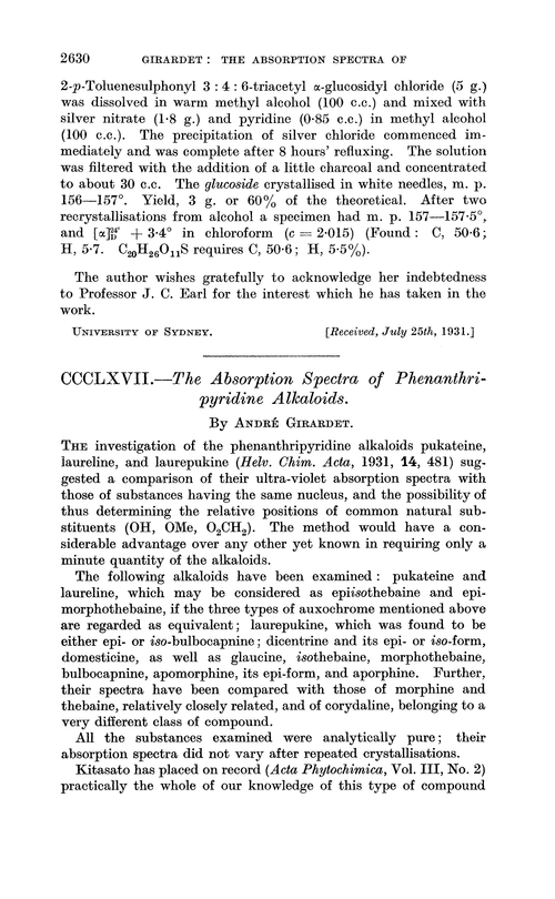 CCCLXVII.—The absorption spectra of phenanthripyridine alkaloids