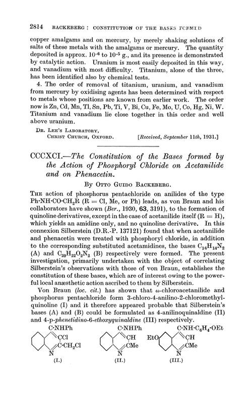 CCCXCI.—The constitution of the bases formed by the action of phosphoryl chloride on acetanilide and on phenacetin