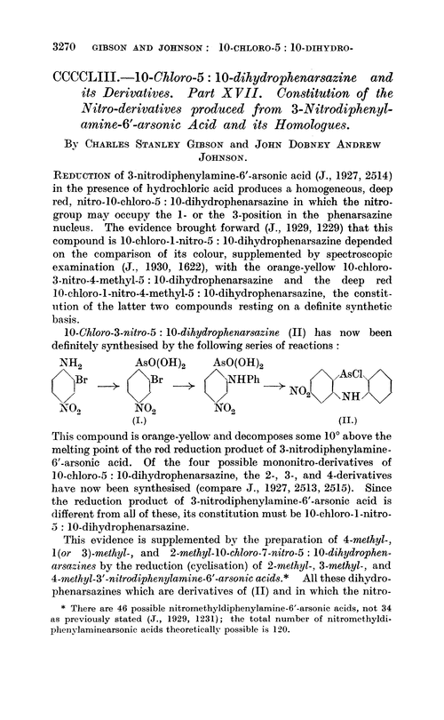 CCCCLIII.—10-Chloro-5:10-dihydrophenarsazine and its derivatives. Part XVII. Constitution of the nitro-derivatives produced from 3-nitrodiphenyl-amine-6′-arsonic acid and its homologues