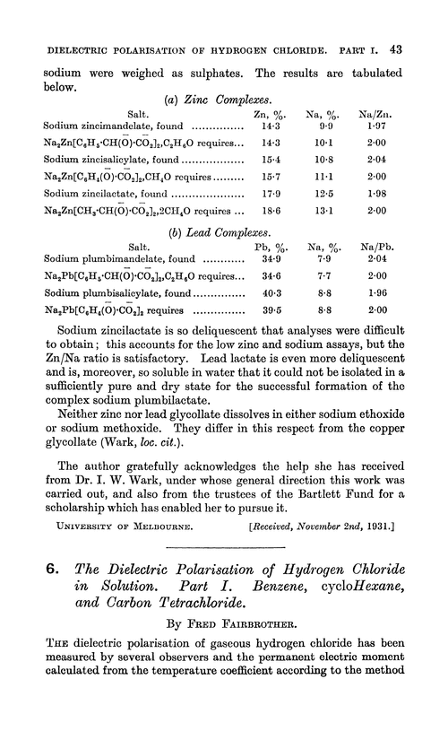 6. The dielectric polarisation of hydrogen chloride in solution. Part I. Benzene, cyclohexane, and carbon tetrachloride