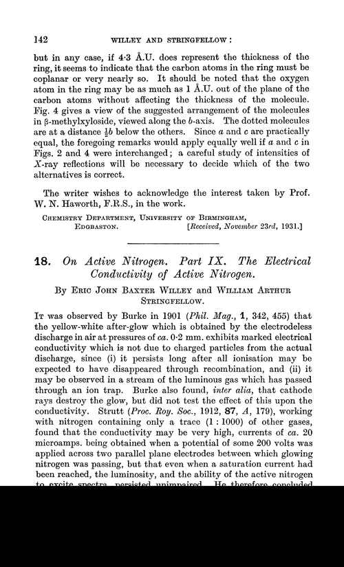 18. On active nitrogen. Part IX. The electrical conductivity of active nitrogen