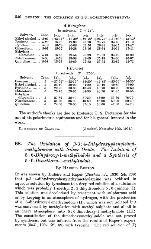 68. The oxidation of β-3 : 4-dihydroxyphenylethylmethylamine with silver oxide. The isolation of 5 : 6-dihydroxy-1-methylindole and a synthesis of 5 : 6-dimethoxy-1-methylindole