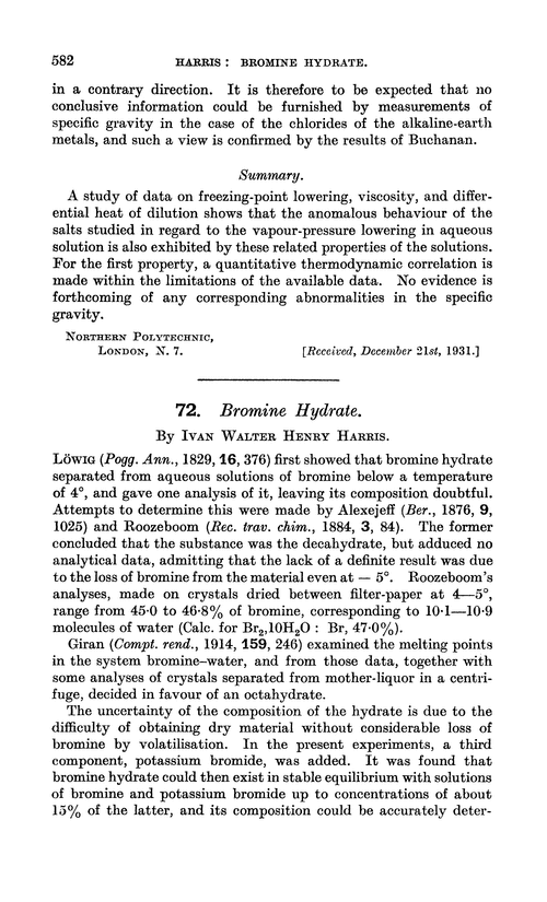 72. Bromine hydrate