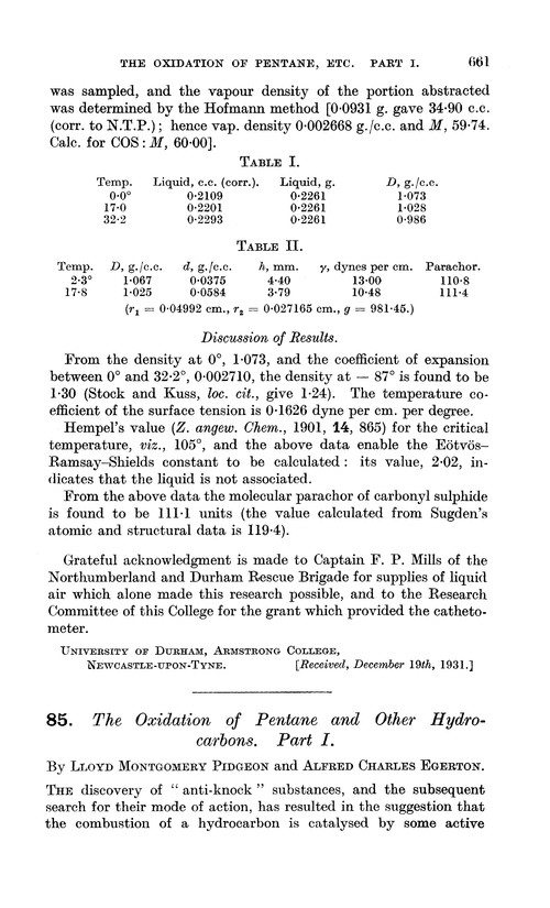 85. The oxidation of pentane and other hydrocarbons. Part I