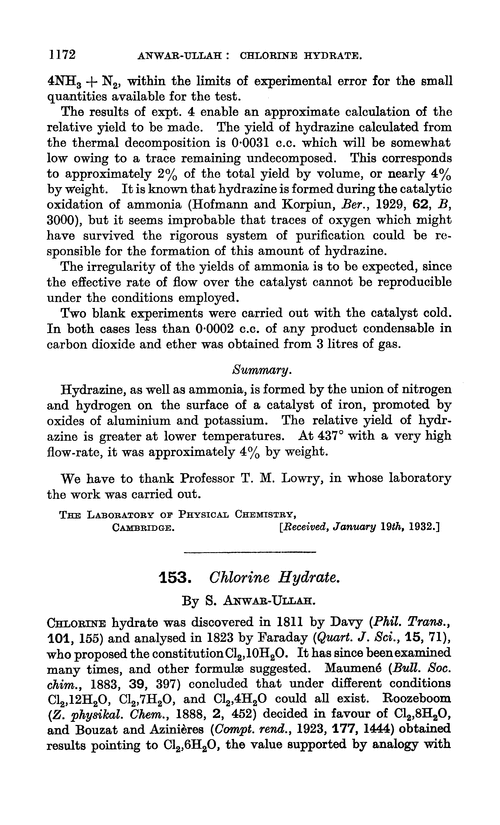 153. Chlorine hydrate