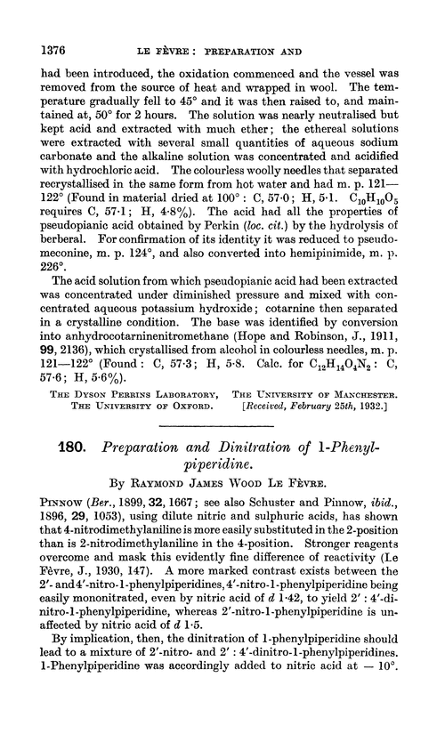 180. Preparation and dinitration of 1-phenylpiperidine