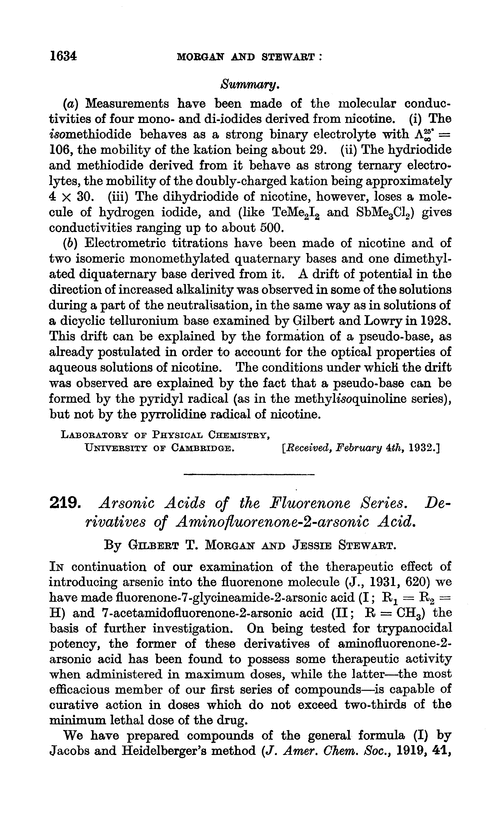 219. Arsonic acids of the fluorenone series. Derivatives of aminofluorenone-2-arsonic acid