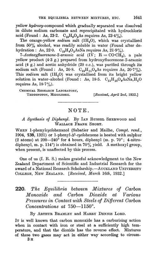 220. The equilibria between mixtures of carbon monoxide and carbon dioxide at various pressures in contact with steels of different carbon concentrations at 750—1150°
